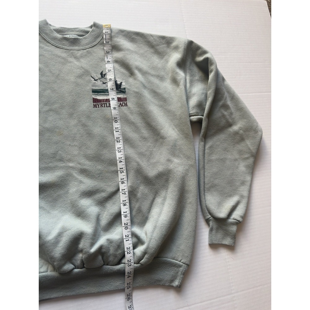Vintage Hanes Myrtle Beach Embroidered Sweatshirt Sage Green Crewneck Large - Picture 3 of 10